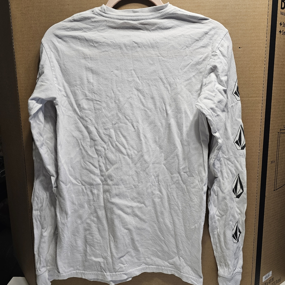 Volcom White Long Sleeve Tee with Sleeve Graphic